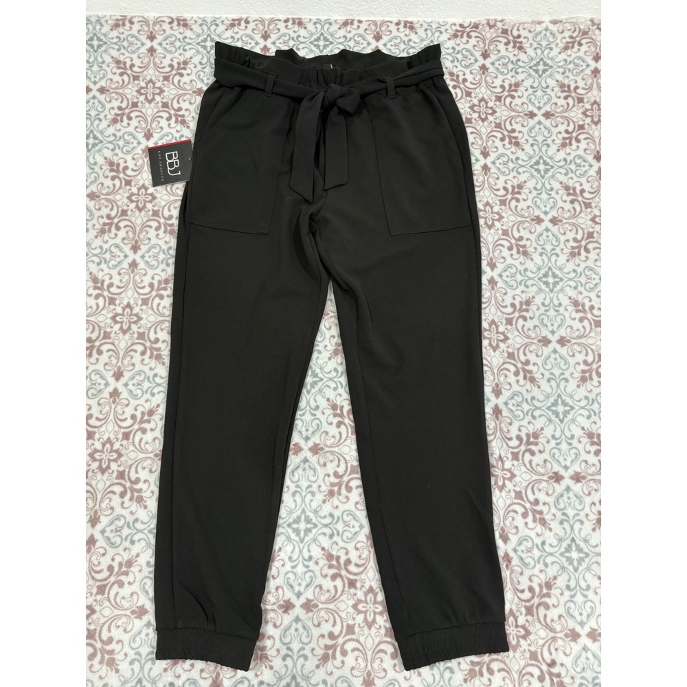 BBJ Los Angeles Black Paperbag Waist Jogger Pants V21157Z Large NWT